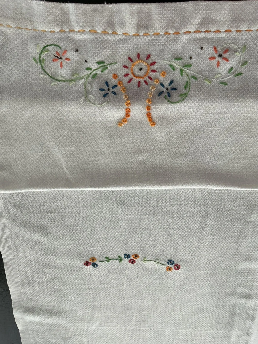 Vintage floral embroidered table runner